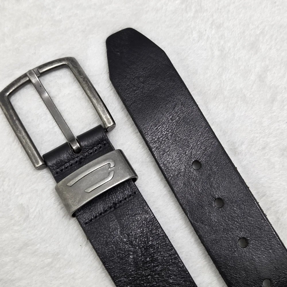 Diesel Black Leather Belt with Silver Buckle‎ size 38